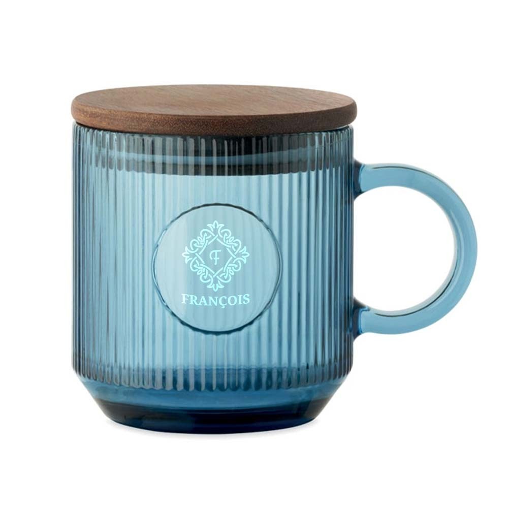 Taza de cristal estriada - Melilla impreso con logotipo